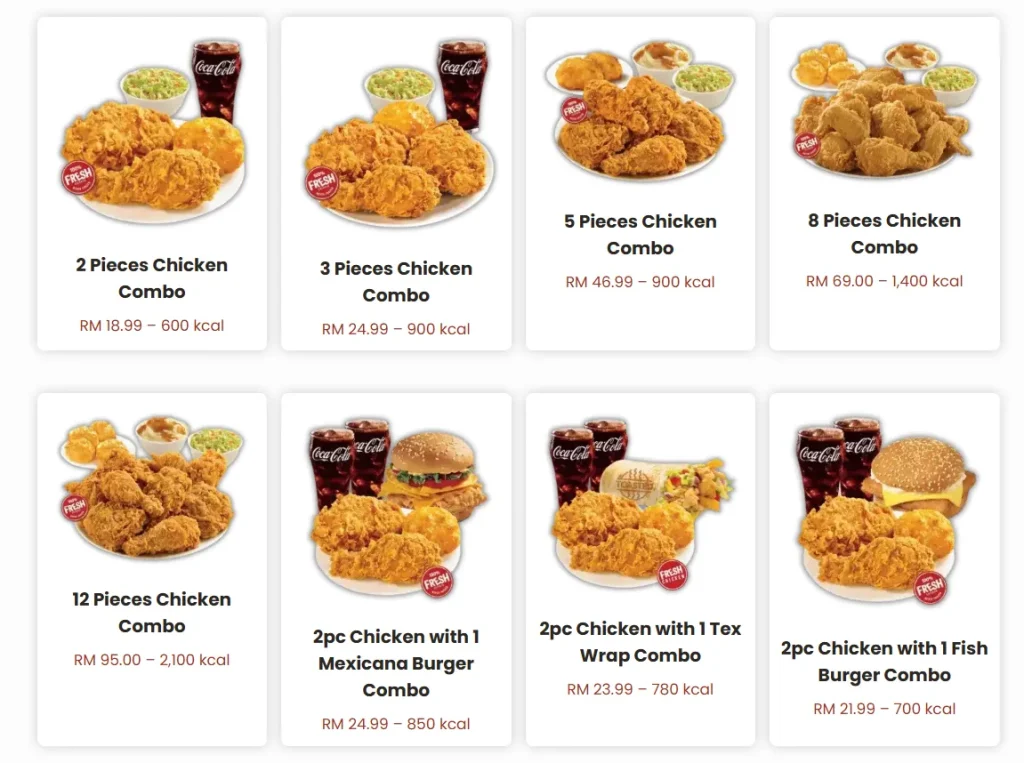 Texas Chicken Combo Menu